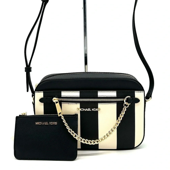 Michael Kors Large EW Zip Chain Xbody Crossbody Bag & TZ Coinpouch w/ID Black - Picture 2 of 15